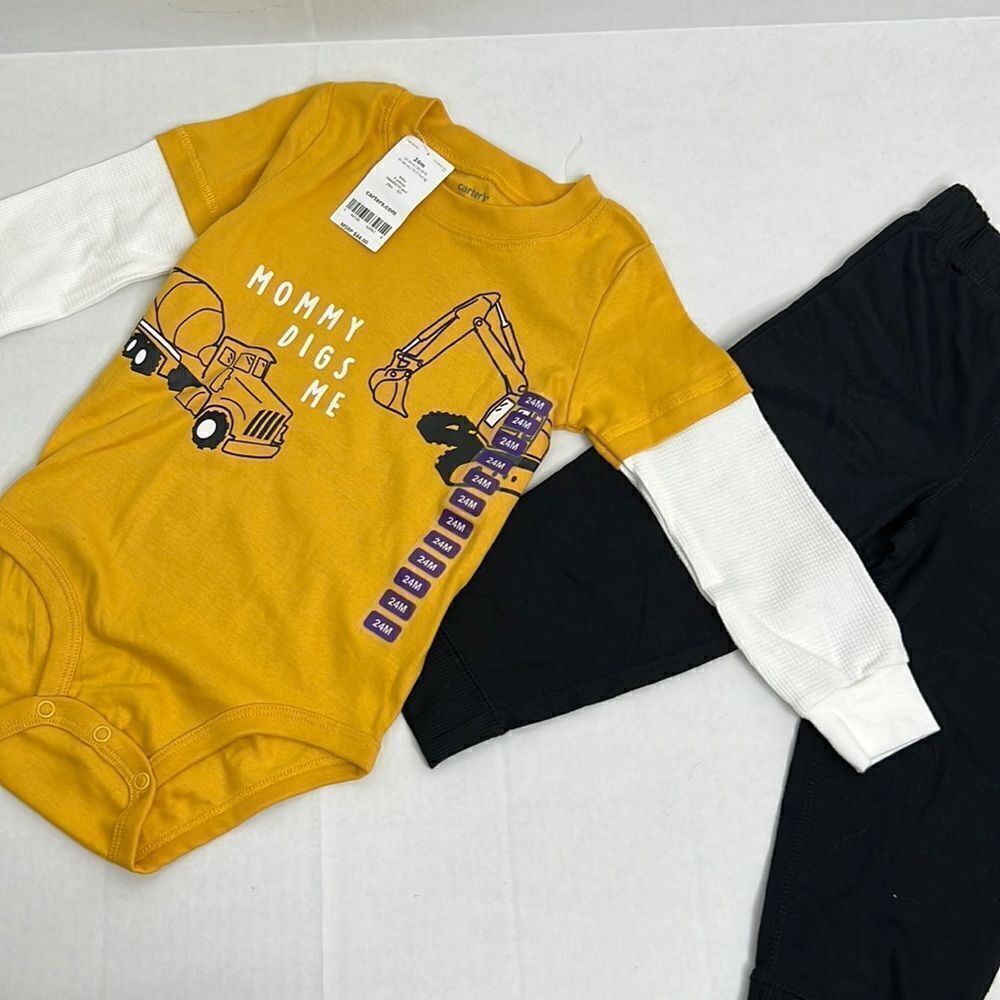 Carter’s “Mom digs me “ Excavator 2 piece outfit size 24 mos/2T NWT - Picture 1 of 11